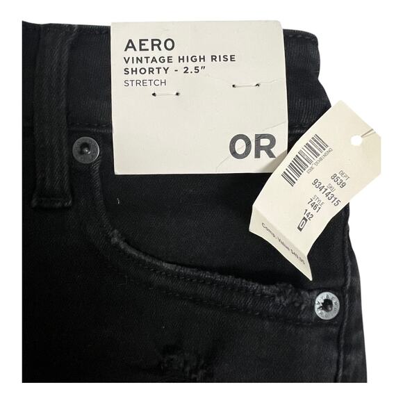 Aeropostale Vintage high Rise Shortie 2.5" 0 0R New NWT distressed black - Picture 2 of 3